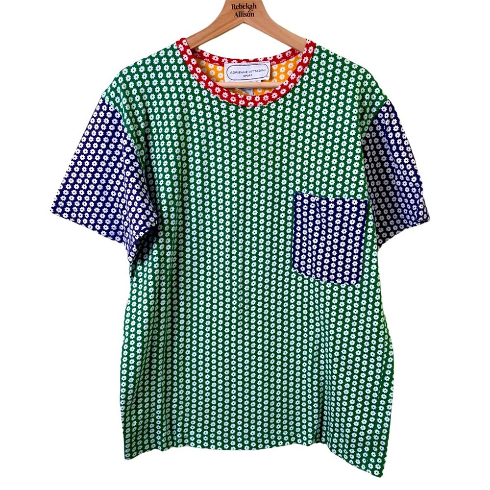 Vintage Flower Power Color Blocked Top in Women’s Size Small